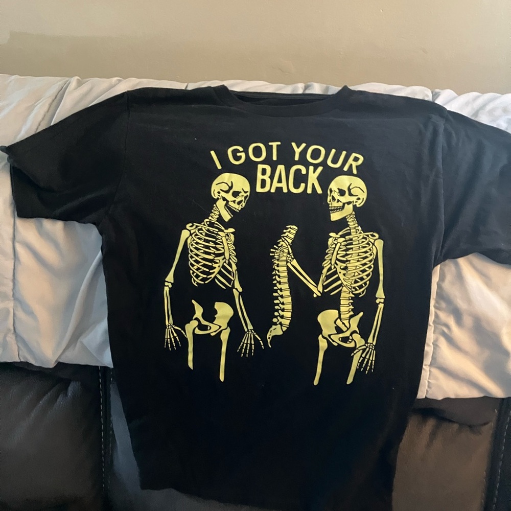 Black T-Shirt with Skeleton Graphic